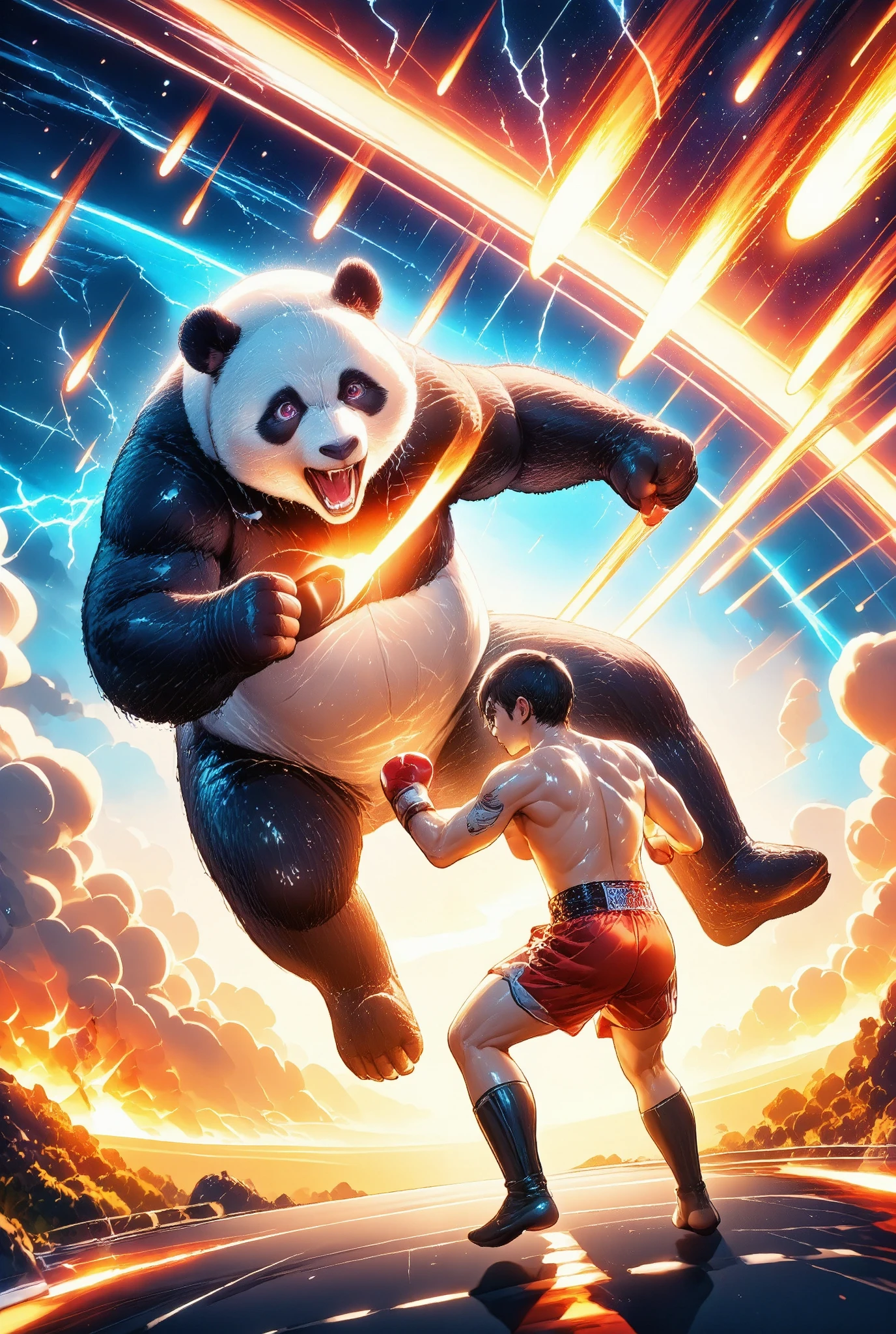 Reindeer and Panda Battle, Muay Thai fighter vs. terrifying man-eating panda, Slightly scientific illustrations, Knockout, Countdown bell, Geometrical pattern, Universe, Energy, Scent of Roses, Battle of the Girl and the Panda, Illustration, dedicated to Panda, ZIMA, Vivid illustrations like Gustav Klimt's, Apple Pie Scent, Panda dressed as Santa Claus, Girl dressed as Santa Claus, 7, City
