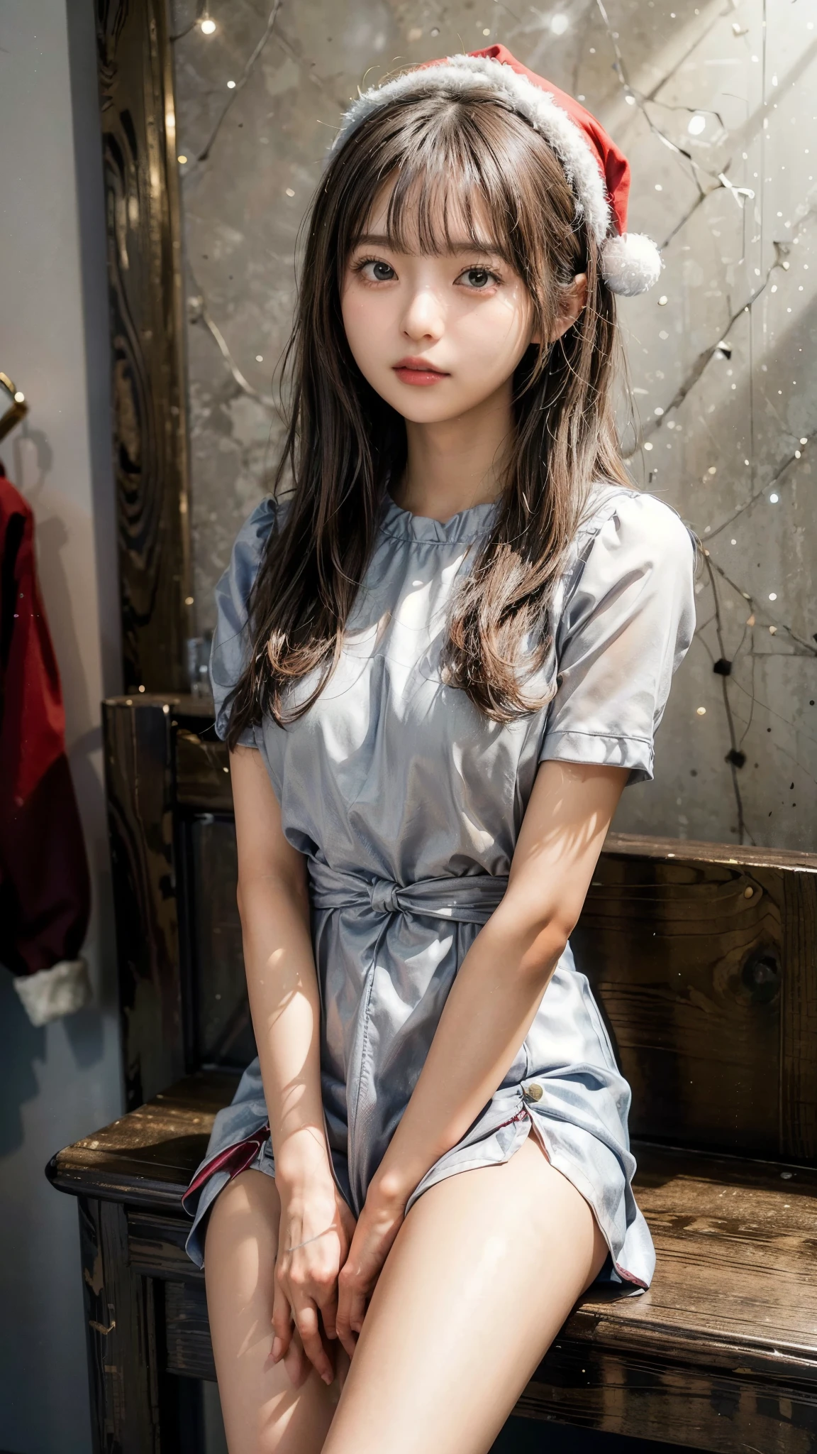 best quality, masterpiece, (realistic, film photography:1.2), fujifilm, cinematic lighting, depth of field, sharp camera focus,1 girl, elegant, realistic face, skin texture, sexy and cute, akina nakamori hair, (golden brown eyes:1.3), little blush, full body, dim room, hot summer, windy, dark, evening, sunset, chill, relaxing, indoor, home, detailed background,