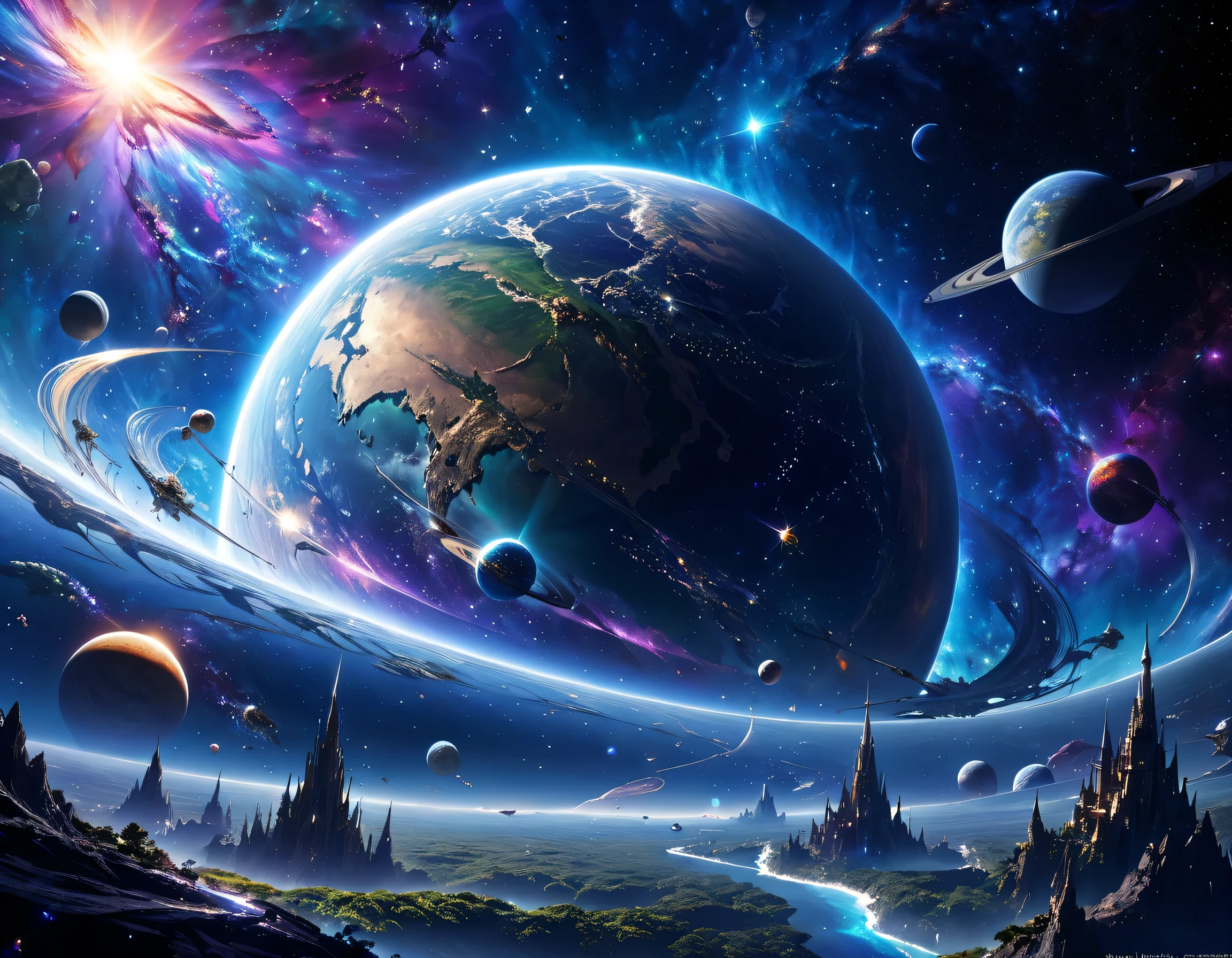 universe、 Fantastic、 fantasy、beautiful、 high image quality