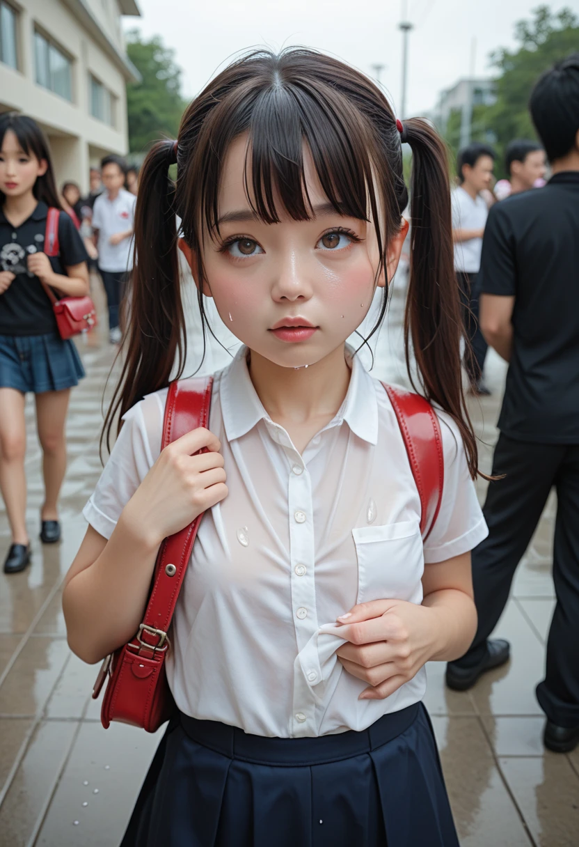 nsfw， high image quality, ( best quality),*********， chibi， short，cute,  clear ， wet ，sweat，(crowd)、(())，Reveal the Devil， Japanese women， are photographed ，Classroom，During class，Lori girl，Lori，Young，Length 110 cm，Kindergarteners， s， excessive semen，Girl trembling in sexual climax，crowd注目，Roll your eyes， satchel，