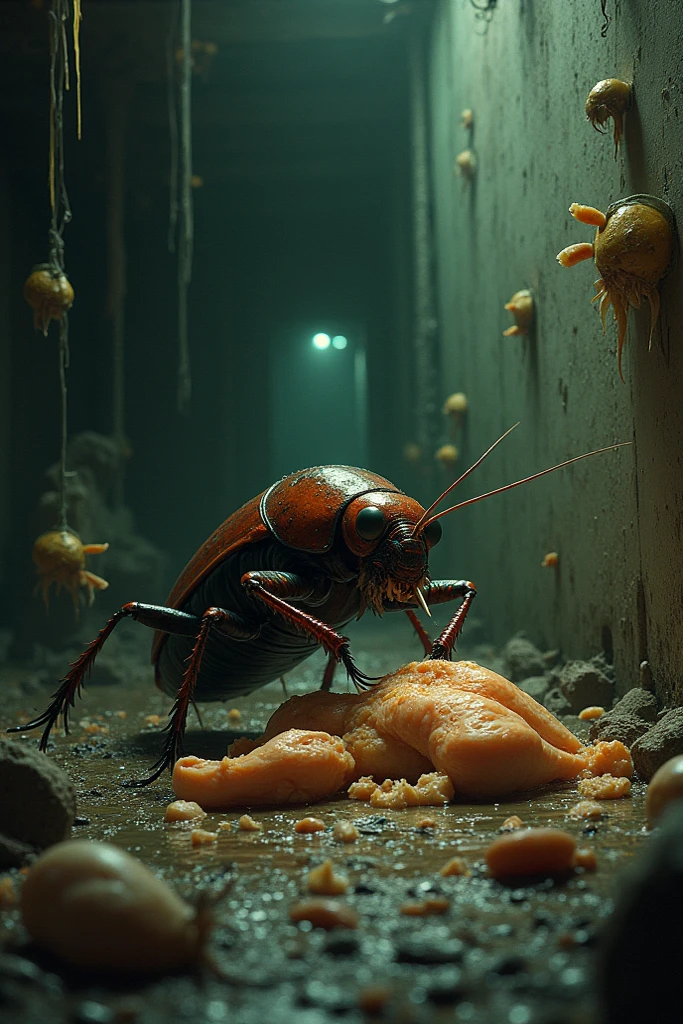 Giant ant eating kebab in gym