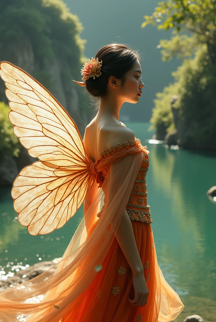 wrenchjadeluxe, gown graceful dance movements, Long legs , Water play， Sitting，Sitting in the pond，play， ((Flowing long hair))Official Art , Unity8k Wallpaper , Extremely detailed , Visible cleavage, Pretty and beautiful , Sexy long legs, masterpiece , best quality ,Practical, Very detailed illustrations ,Extremely detailed , Intricate details , Extremely complex and detailed , Very detailed 8KCG wallpaper , Caustics .reflection , Ray Tracing , Devil Theme ,nebula ,Dark aura, Network Effects , (1 Girl)Solitary , 小蓝Butterfly , Dozens of monarch butterflies around , (Blue plasma flame , (insect , Butterfly)) 圣光Butterfly天使 , Butterfly翅膀 , Pastel tones in Rococo style ,Light white and light dark red , Incredibly beautiful , Cherry blossoms , Surrealism ,painting , Ethereal , Mixing reality and fantasy elements ,Ray Tracing , Complex patterns , Delicate lines , Perfect your hands, Starry Sky , rich and colorful , Star
