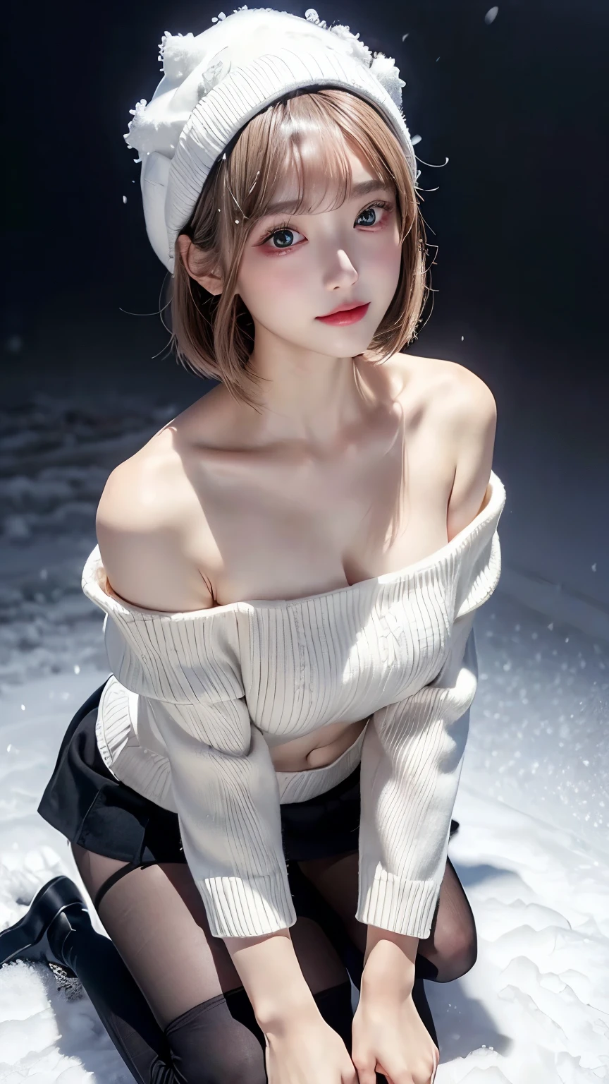Red knitwear, turtleneck, red costume of Santa Claus, (open all buttons: 1.1), Santa Claus hat, smile, smile, big, big breasts, deep cleavage, chest hugging, top quality, masterpiece, illustration, very delicate and beautiful, very detailed, CG, 8K wallpaper, amazing, fine details, highly detailed CG, Unity, 8K wallpaper, Huge file size, very detailed, high resolution, well-groomed detail woman, very detailed big eyes and face, amazing detailed eyes, face light, (Best Illustration: 1.1), Ultra High Resolution, (Photoreal: 1.1), (Photoreal: 1.2:1.1), Realistic Face Proportions, Slender, Smile, (Makeup: 0.4), (Fluffy Pale Colored Eyes: 1.21), Light Colored Eyes, Round eyes, gaze to look at the beholder, dark brown hair, earrings, necklace, hairpin, (irregular irregular skin imperfections, veins, skin pores: 1.2), white background, (bokeh: 1.4), straight hair, very short hair, short bob hair, little bangs, gloss on skin, gloss on face, gloss on lips, gloss on chest, gloss on skin, smile, smiling, teeth, beautiful alignment, Long neck, big eyes, clear eyes, clear double eyelids, put out both ears, tremendously cute, overwhelming beauty, highlight in the eyes, chest closer, face forward, body facing the viewer, put your hand on the cheek, perfect and detailed and beautiful hand, perfect and detailed and beautiful fingers, precise number of arms, precise number of fingers, reach out to the camera