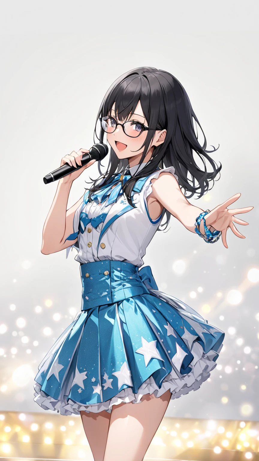 Black hair, glasses, idol, idol performing on stage