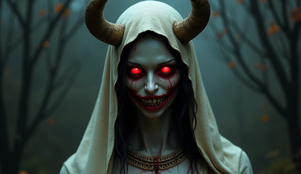 Pale demon with empty eyes, very creepy