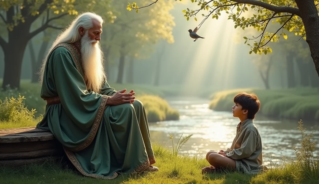 Poor old boy Wood was thinking as he sat on the banks of the river Inkle one fary come and talk with him cartoon 