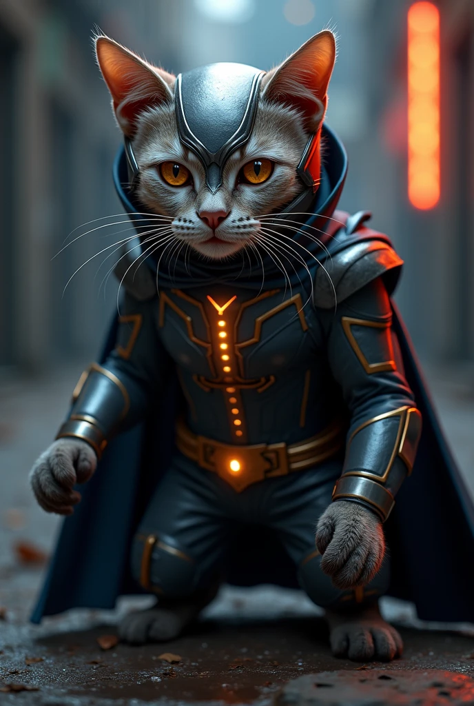 Cat dressed as Magneto movie X-men   
