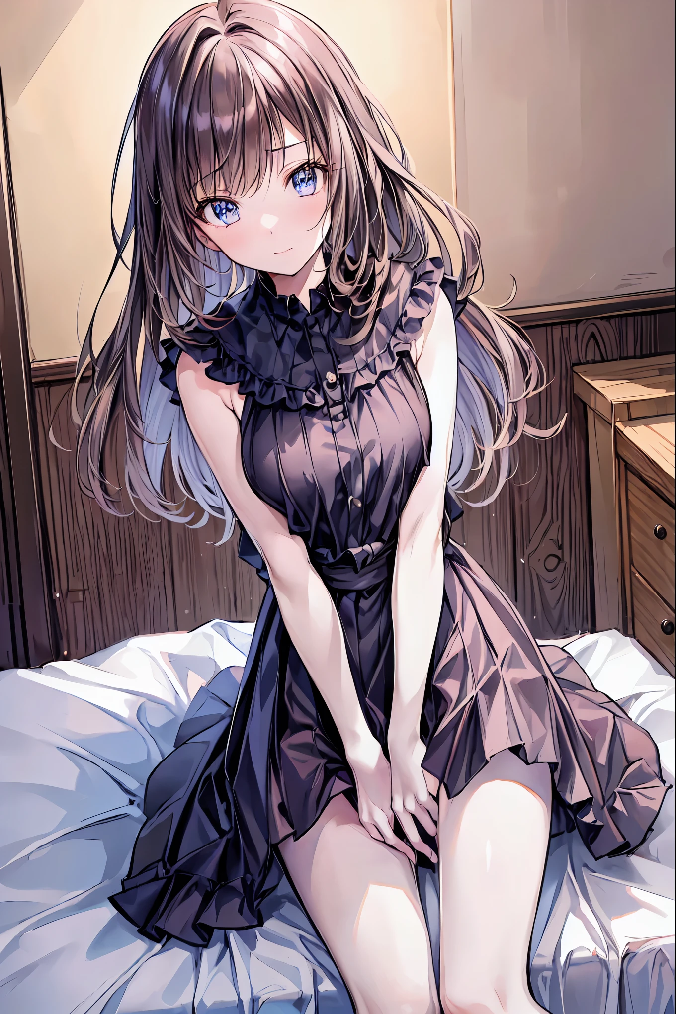 (8k、 RAW photos 、 top quality 、 masterpiece :1.2)、 anime style 、 very detailed、 super high res、 2 girls in 2、side, Depth of Written Boundary, delicate eyes , Sharp nose line, fine skin、smooth、 perfect beauty、 small butt ,(( small breasts))、thin, French kiss,(( natural style )), Brown Hair, shortcuts, messy hair , short braided hair ,Neat, slender beauty ,Dignified posture, small breasts, Beautiful Legs with Tails , Her Seductive Gray-Blue Eyes Shine Like Stars , bright colors , beautiful eyes ,A delicate smile, textured skin, top quality を誇る, A Parody of a Gentle and Beautiful Woman , Brown Hair、Truly beautiful、Beautiful profile, perfect style to support the penis, Black Camisole, western style room, on the bed,Dim lighting, French kiss,((Girls kissing)),((something similar to rape)) , my face turned red ,Girl surprised by sudden kiss,(( More beautiful。Put your fingers in your crotch)) ,Houseplants, big window,Sheets at your feet,lie down on the bed、anime scenery, make: anime artist studio , Background art beautiful anime, stylish room ,