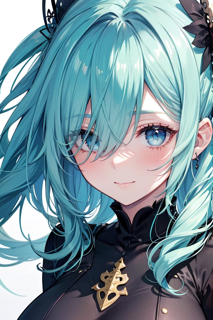 create an anime character with light blue hair and green eyes called Natasha