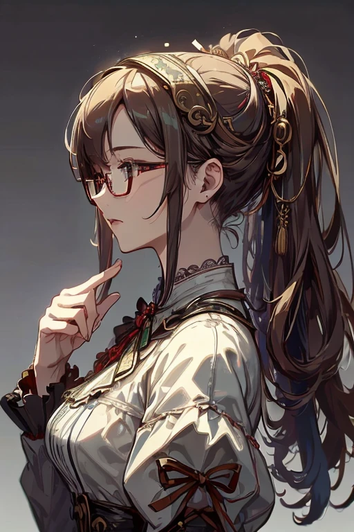 (( top quality )), ((傑 top quality 、masterpiece、High sensitivity、 High Definition 、 detailed description 、 Delicate Faces )),Slender woman、Glasses、Christmas Style、 steampunk from the side、
