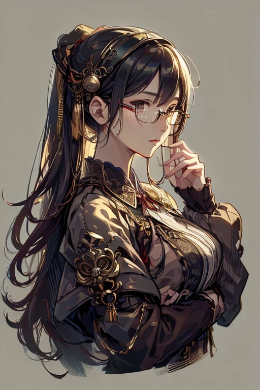 (( top quality )), ((傑 top quality 、masterpiece、High sensitivity、 High Definition 、 detailed description 、 Delicate Faces )),Slender woman、Glasses、Christmas Style、 steampunk from the side、
