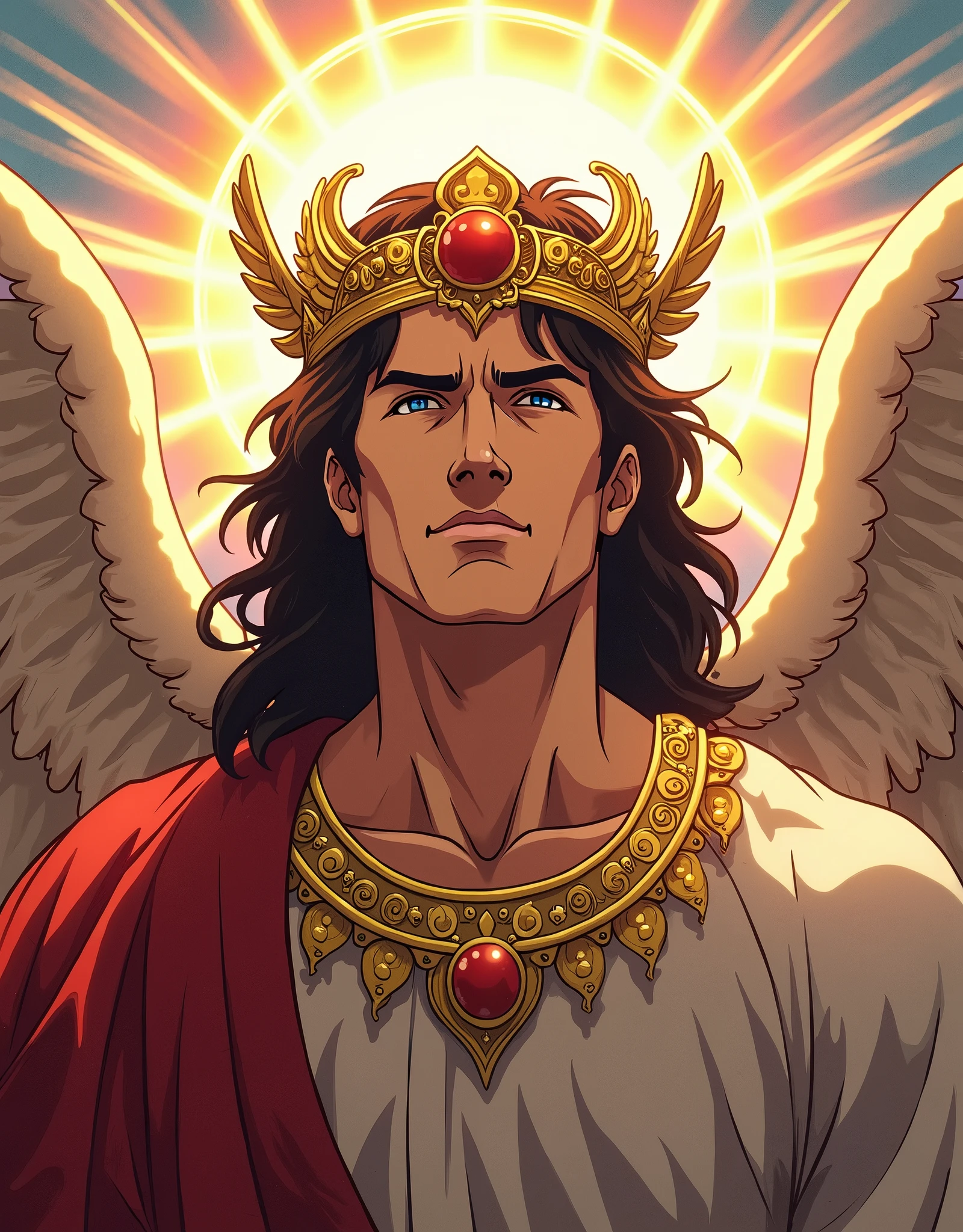  Archangel Michael, The patron of justice and love, Head ornament, Model Tom Cruise,  anime style , 