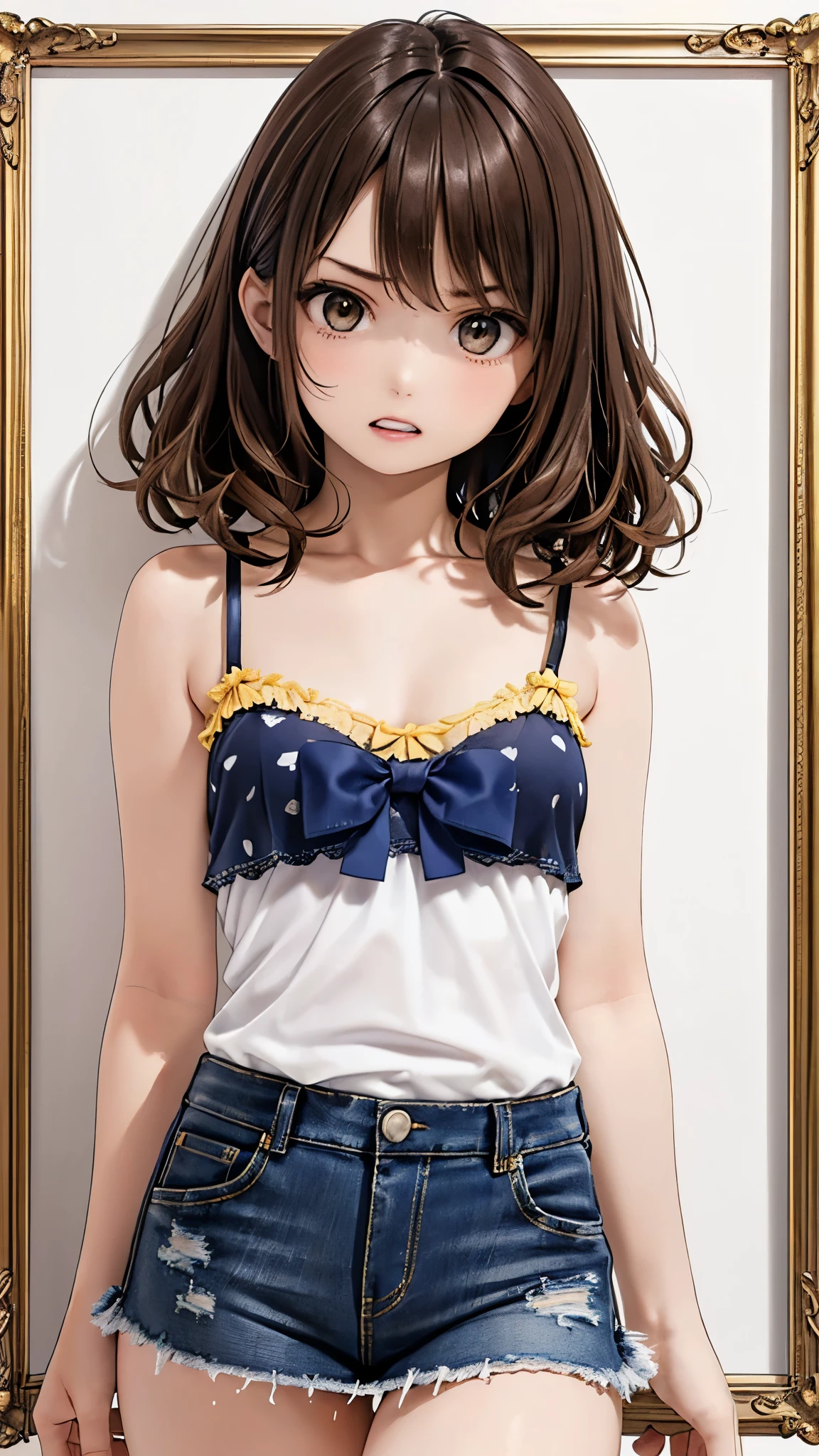 (8K high resolution),(最high quality),(RAW quality),(Cowboy Shot:1.5),(Realistic, Realistic:1.37),Very detailed,One Girl,(Very detailedな),(Big eyes),(最high quality),(Very detailed ),(masterpiece),(Detailed face),13 years old,1 girl,(Center of chest:1.5),(Skinny girl:1.6),(Baby Face:1.5),(Young Body:1.5),(Oily and shiny skin:1.5),(13 years old middle school student:1.5),(Short Woman:1.3),(Tanned Gal:1.5),(Healthy tanned skin:1.5),Center of chest,Perfect lighting,BREAK,(Cute micro swimsuit:1.5),(pastel colour:1.3),(pink, Baby Blue, lavender:1.2),(Small Flower:1.2),(Given by the regiment:1.2),(Soft fabric:1.3),(silk, satin, cotton:1.3),(Ribbon trim:1.3),(Triangle bikini top:1.4),(Micro Bikini:1.4),(Off-the-shoulder blouse:1.4),(Crop top:1.4),(Puff sleeves:1.3),(Frills:1.3),brake,(high quality:1.5),(The upper body and knees are within the frame:1.3),(Wavy Hair:1.3),(A kind smile:1.3),(I tilted my head a little.....:1.2),(please lift your chin:1.2),(Lift one arm and show your armpit:1.4),(Hands on hips:1.2),(Tropical Beach:1.5),(blue sea:1.4),(White Sand:1.4),(Backlight:1.4),brake,