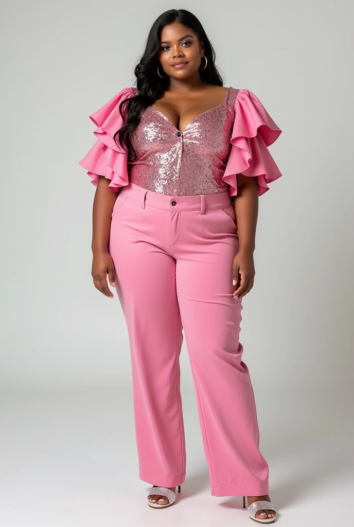 (bodybuilder zazie beetz showing closed teeth with flared nostrils and furrowed brows:1.5) in a (closed satin skintight buttondown band collar blouse:1.6), tight hairbun, (muscular arms), skintight satin pants, popped collar, 
