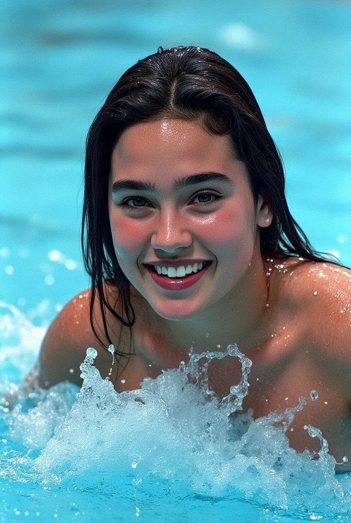 creer une photo d'une belle marocaine de dos au bord de la piscine