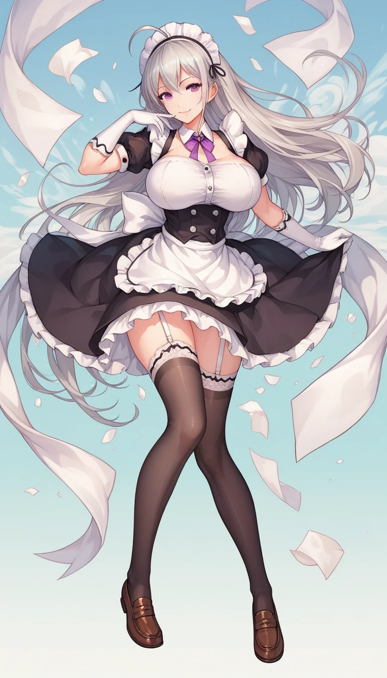 Tsundere 18 year old girl, beautiful and delicate eyes, beautiful lips, Highly detailed eyes and face, long eyelashes, 1girl, white cat ears,foot long bag, Front view, red eyes, (best quality, 4K, 8K, high resolution, masterpiece:1.2), Ultra-detailed, (realistic, realistic, realistic, realistic: 1.37), big bust, Scythe, elegant, fantasy, soft lighting, white background,holding a weapon, maid uniform, Showing armpits, 