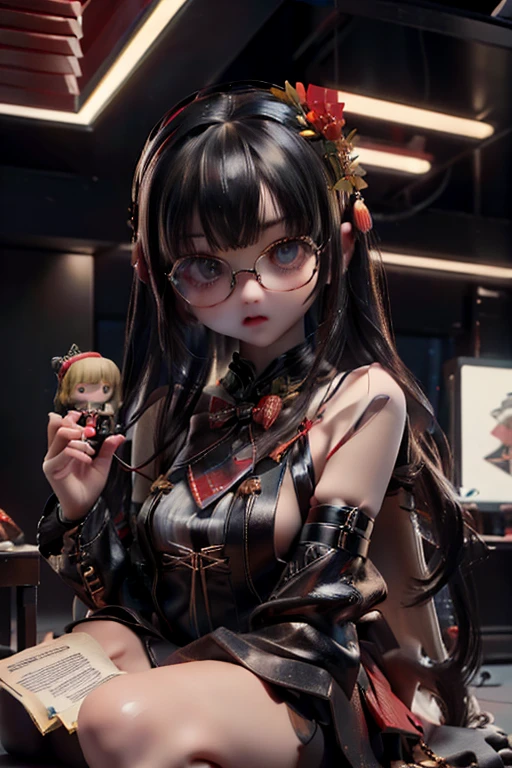 (( top quality )), ((傑 top quality 、masterpiece、High sensitivity、 High Definition 、 detailed description 、 Delicate Faces )),Slender woman、Glasses、 Christmas、 mini skirt Santa 、 cyberpunk、
