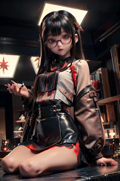 (( top quality )), ((傑 top quality 、masterpiece、High sensitivity、 High Definition 、 detailed description 、 Delicate Faces )),Slender woman、Glasses、 Christmas、 mini skirt Santa 、 cyberpunk、
