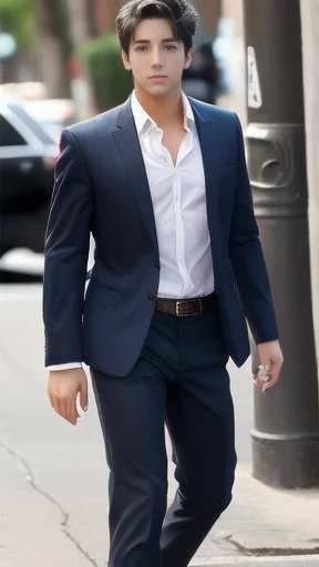 masterpiece, best quality, photorealistic, 1boy, adult male, stocky build, dress shirt, vest, sunglasses, in crowded and bustling downtown at night