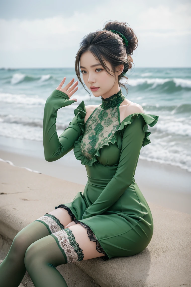 Teenage VN10,sixteen years old、jaw-dropping beauty、Eye-popping good looks、Wearing a gorgeous long maxi dress、Wearing (Sukeskate Long Maxi Dress:1.3),Wear ultra-realistic pantyhose、realistic skin textures、shinny skin、Exposed thighs!!!