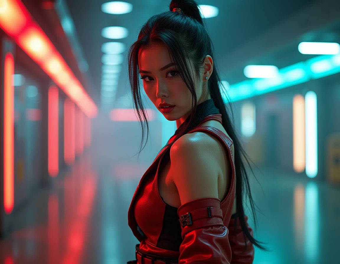 (((女性のghost)))、ghost子母神、young woman、((Beauty))、Japanese、1、cute、ghost、Two short horns on the head、(((Red skin)))、Swimwear、Muscular、Large build、Hard-on abs、Holding a stick、(best quality,4K,8k,highres,masterpiece:1.2),ultra-detailed,(realistic,photorealistic,photo-realistic:1.37),HDR,uhd,studio lighting,ultra-fine painting,sharp focus,physically-based rendering,extreme detail description,professional,vivid colors,bokeh,cinematic lighting,dramatic shadow,