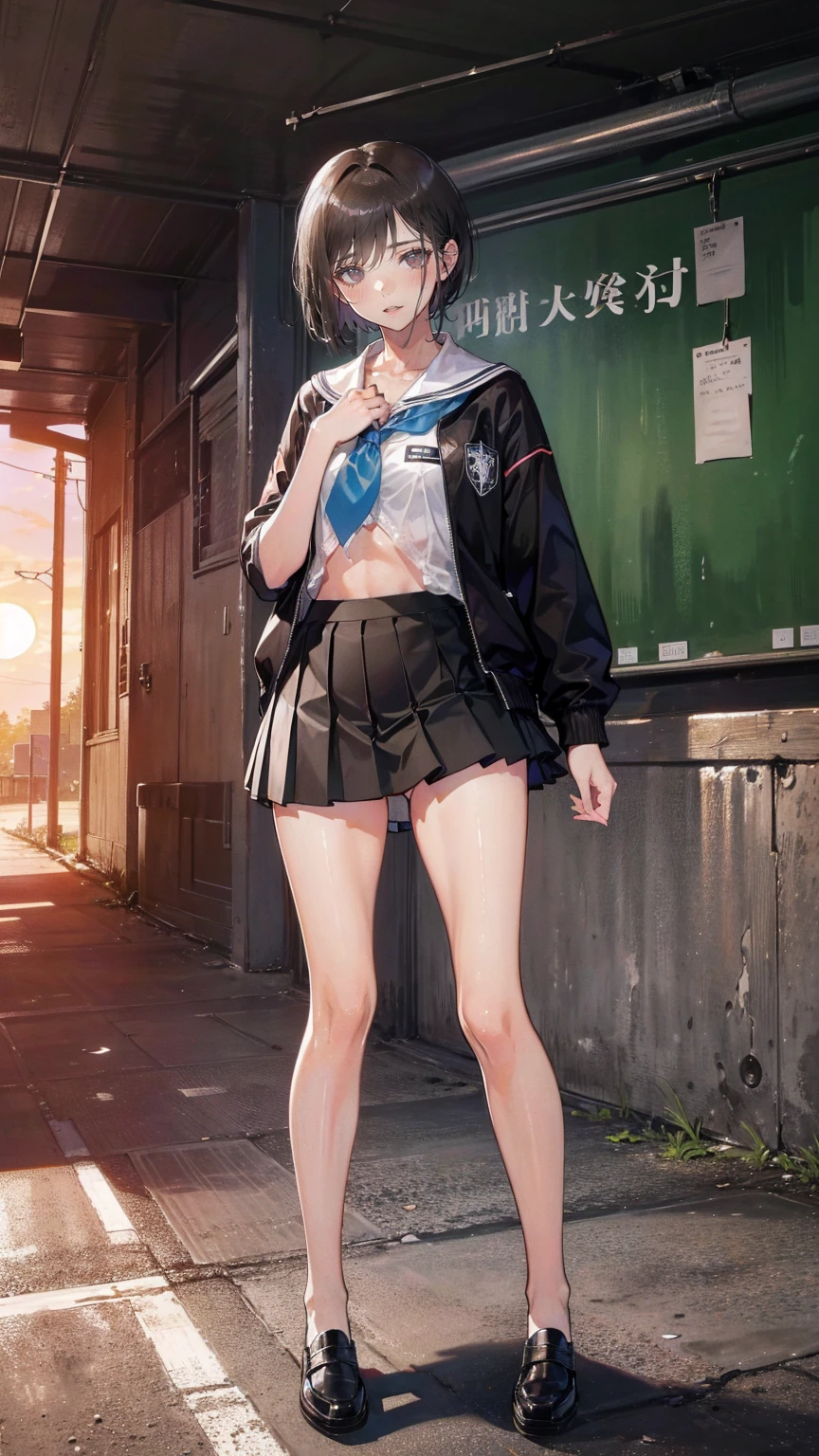 (  girl), (  looks sexy :1.5), (  flat chest:1.3), (  very detailed目,  very detailed顔), ( realistic にสุดๆ,  High Definition  ), (  top quality :1.4), (  top quality ), 5, Midea, 1人の girl,score_9, score_8_ up, score_7_ up, score_6_ up, score_5_ up, score_4_ up,  real skin texture deep into the night,  RAW photos , ( realistic に,  realistic :1.37),  very detailed,  professional photos  , (Schoolの制服, pleated skirt to watch the sunrise:1.3), (look at me), (underpants), (School, classroom), Nene Kazaki  々、  shiny brown hair  ,  short hair , (  beautiful brown eyes 、 Jacket with short glowing eyes  , fine grain)、smile、very good eyes  、  very detailed顔,  very detailed目,  cowboy shoots while watching the scenery at Ward Roach、 ( realistic に,  realistic :1.2), ((  top quality )), Put your heels on the floor  ., that&#39;  so embarrassing ., White underpants, (Show underpants:1.4),  tight skirt  , (:1.3), (  skirt, please raise .:1.3), ( squat:1.4), Put your heels on the floor  .,  Please spread your legs slightly。.,  squat，Raise your knees, To Earth ,  black loafers, Beautiful Face Details,  real human skin ,  detachable sleeve  , Front View,  from under an angel  ,  realistic に,  realistic に, cute,  short skirt,  squatting on campus, cute School  girl, Schoolの制服หญิงญี่ปุ่น,  sailor suit  , whole body
