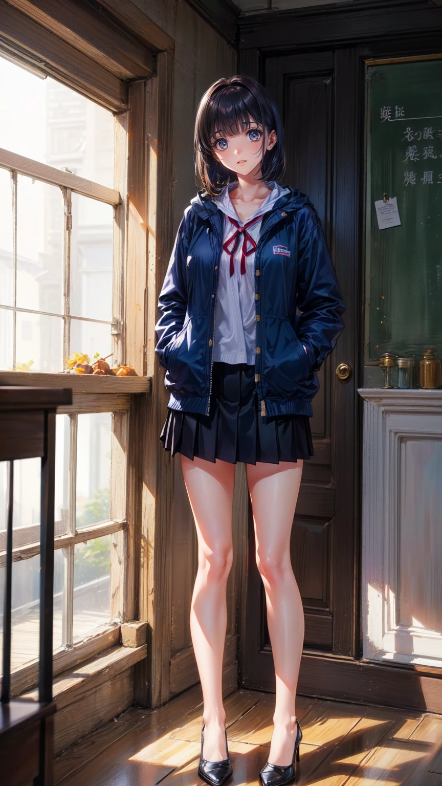 (  girl), (  looks sexy :1.5), (  flat chest:1.3), ( 非常に Detailsな目,  非常に Detailsな顔), ( realistic にสุดๆ,    High Definition  ), (  top quality :1.4), (  top quality ), 5, Midea, 1人の girl,score_9, score_8_ up, score_7_ up, score_6_ up, score_5_ up, score_4_ up,  real skin texture deep into the night,   RAW photos , ( realistic に,  realistic :1.37),  非常に Detailsな,   professional photos  , (masterpiece:1.3,  top quality ,   ULTRA HIGH RESOLUTION, ultra   Details), ( realistic , photo realistic :1.4),  beautiful illustration,  perfect lighting,  natural light,  depth of field, 
beautiful   Details hair, beautiful   Details face, beautiful   Details eyes,  beautiful collarbone,  beautiful body ,  beautiful breasts ,  beautiful thighs,  beautiful legs,   fingers on your hands, 
 Watch viewers,  girl1人, 22 years old, College teachers, ( perfect anatomy,  ANATOMICALLY CORRECT , super   Details skin),  cute and symmetrical face under a winter lighthouse ,  perfect face,  perfect eyes,  baby face , 
(middle hair,  straight hair ,  dark brown hair ), Eyebrow hair, Chestnut brown eyes,  big eyes,  has long eyelashes, (medium breasts,  Seductive Thighs ), slender, out standing style,  pubic skin, 
(  Details cloth texture), ( navy jacket, Closed jacket ), break (ネイビー tight skirt ), break (  white collar shirt  ), break ( black pantyhose), break (Purple neck ribbon), break (  Black High Heels  ), break 
( Beautiful Scenery ), autumn,  evening , (  Details,  school classroom:1.2,  blackboard ),  standing, (Beautiful smile, Above the eyes, Open lips), 



( realistic に,  realistic :1.2), ((  top quality )),  Put your heels on the floor  ., that&#39;  so embarrassing ., White Pants, (Show パンツ:1.4),  tight skirt  , (:1.3), (   skirt, please raise .:1.3), ( squat:1.4),  Put your heels on the floor  .,   Please spread your legs slightly。.,  squat，Raise your knees, To Earth ,   black loafers,  Beautiful Face Details,   real human skin ,     detachable sleeve   , Front View,   from under an angel  ,  realistic に,  realistic に, cute,   short skirt,  squatting on campus, cute 学校  girl, School Uniformหญิงญี่ปุ่น,   sailor suit  , whole body