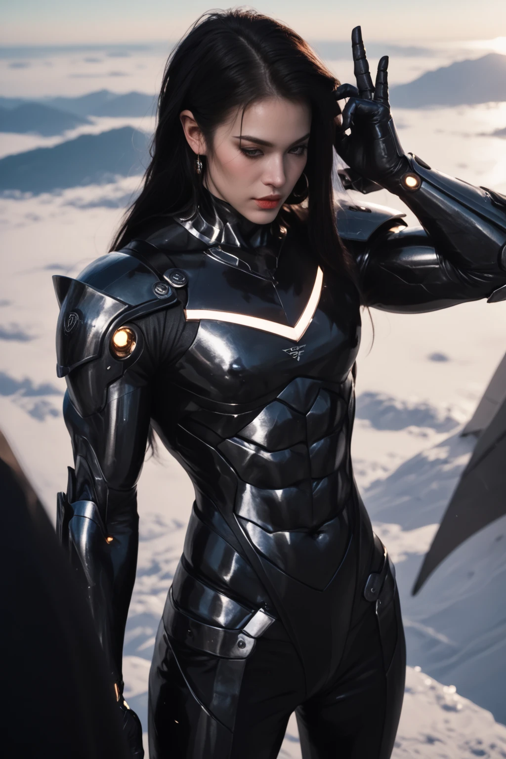 Create a futuristic black armor for a humanoid android. The armor should have a streamlined and minimalist design, resembling the contours of human muscles, giving it a sleek and organic appearance. The material should look like a rigid but flexible polymer, as if 3D-printed for optimal mobility and protection. The armor should cover the body entirely but allow for full range of motion, with segmented plates and joints that suggest functionality and adaptability. The design should balance aesthetics with practicality, ideal for rigorous training while maintaining a modern and striking look.