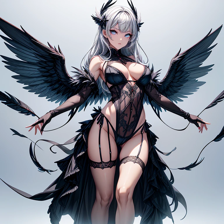 Monster girl, harpy, bird legs, wings for arms:1.2