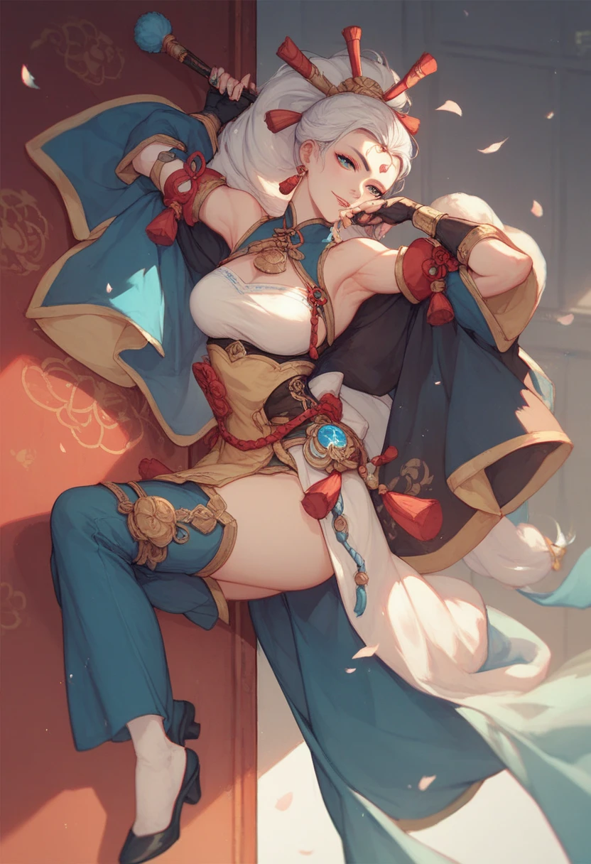 work of art: 1.2, ((guilty equipment: Effort game)), ((Baiken character)), 1 women, (best qualityer), (Actual image, details Intricate, Depth of field), make up, parted lips, highy detailed, face perfect, usando um eye patch over left eye, (Breasts huge: 1.8), (cutaneous dentition), attractive waist, High Gloss Coral Lips, moderate musculature, toned abdomen, Beautiful navel, (extra long high dark brown ponytail: 1.2), (white ribbon on hair) (beautiful shiny black eyes), face ornament, sexly, (dressed in a kimono in shades of red, white and black), (Fundoshi Feminino), ( white feminine backgrounds), confident, strong expression, peaceful atmosphere, huge cleavage, disproportionate breasts, hanging breasts, (left eye closed, eye patch over left eye), (left hand missing, left hand is hidden),