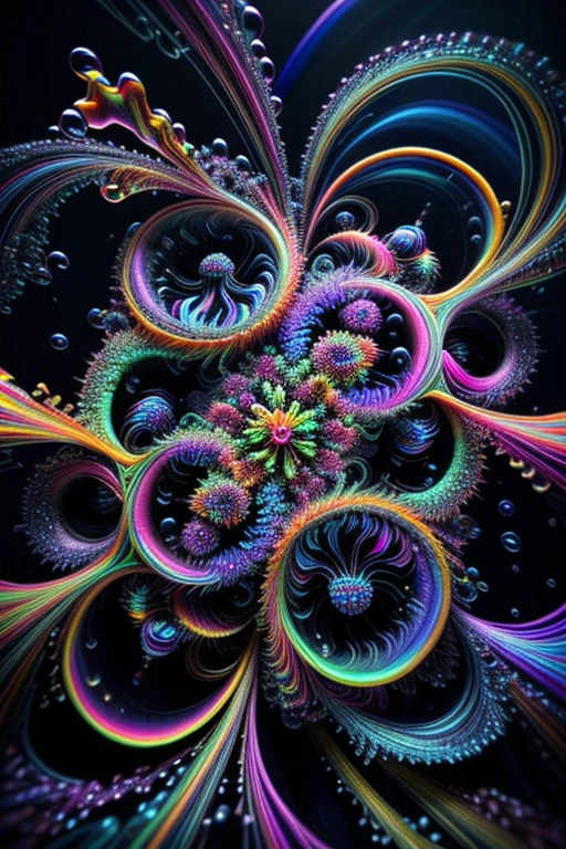 A spiraling vortex of beautiful bubbles of different neon colors swirling over and under each other, LSD, DMT imagery, psychedelic droplets of water, abstract liquid, and intricate rainbow art. octane render, black 3d fluid simulation,ethereal bubbles, swirling multicolored liquids against a pitch black background and highly detailed, octane render, reflective rainbow bubbles, twisted colors inside of glass spheres, Psilocybin Dream inside an amazing image of light emerging from colors in a shimmering glass morphing out of colors, bright neon and fluorescent colors,very bright, vibrant colors, perfectly formed and symmetrical reflective bubbles and spheres, attention to detail with these beautiful bubbles and spheres, Extreme Hallucinations in a gorgeous piece of  psychedelic digital artwork, Stunning, pixel art, tripped out colors, 4d mandelbulb psychedelics, glass like psychedelic landscape, intricate rainbow environment, psychedelic underwater brightness and glow with neon colors, glowing colors twist inside of translucent glass spheres and bubbles with light and color reflecting off of both in bright fluorescent colors, psychedelic trip, fluorescent and neon aesthetic, psychedelic vibrant colors, bright psychedelic paint splattered backgrounds,swirling spirals and vortex, bright vibrant colors popping out from 3d glass spheres, Rotational Symmetry, Pixel Assets, Portrait photography, Surrealism, Photorealistic, Hyperdetailed, Glass Morphism, Digital Art, Sparkle, Optical Illusion, Glowing Light, Reflective Light, Overexposure, Backlighting, Depth Of Field, Spheres and bubbles show perfect Symmetry, UHD, High Details, High Quality, Super Detailed, Full Focus, Awe inspiring,  Breathtaking, Indescribably Beautiful, Heaven sent images, Best Quality, Award Winning, Masterpiece. psychedelic droplets of water, abstract liquid, and intricate, octane render, black 3d fluid simulation,  