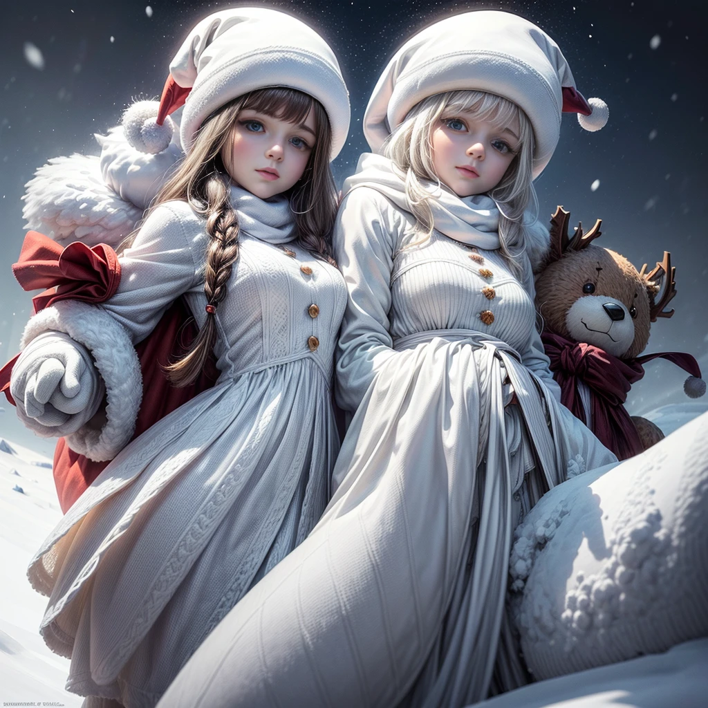 Snow Nordic Forest Little Girl Wolf Girl and Wolf Wolf Protecting Girl
