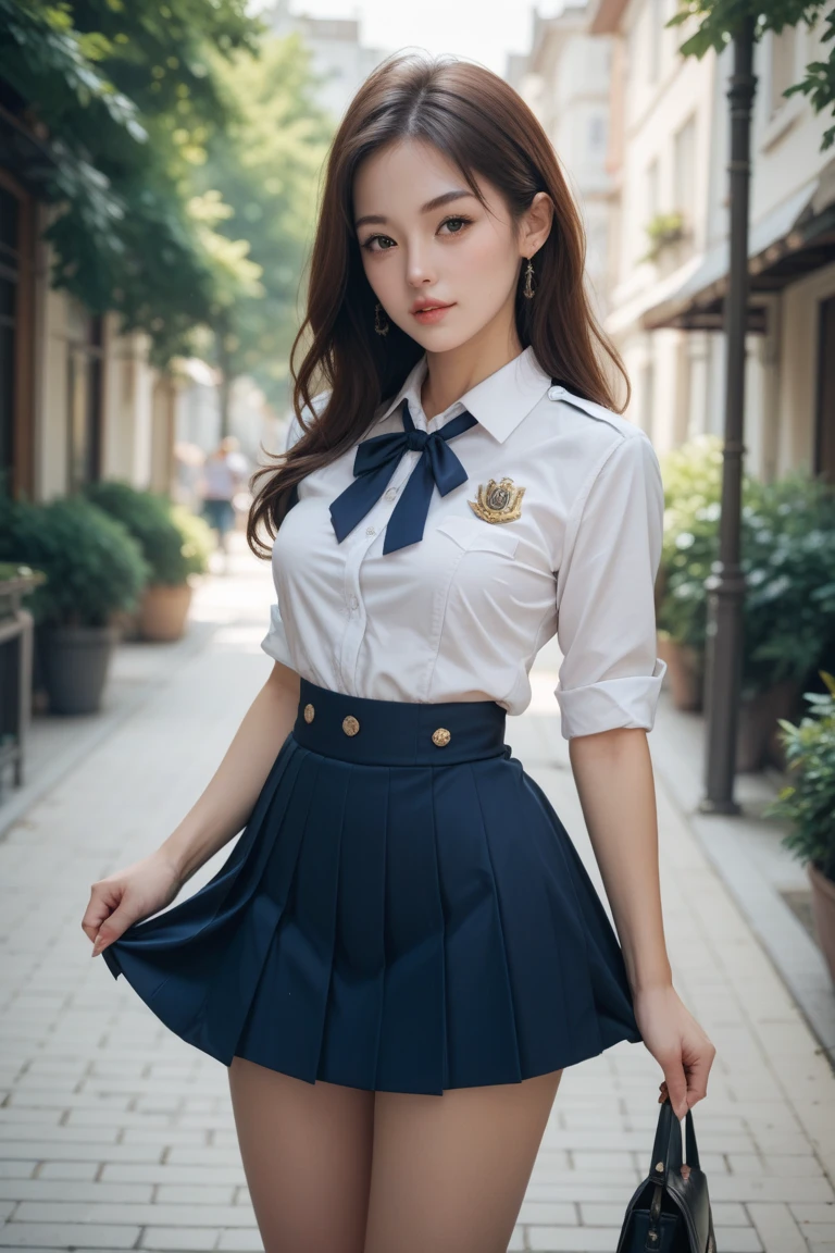  pretty girl、Super miniskirt uniform 　 lift up the skirt