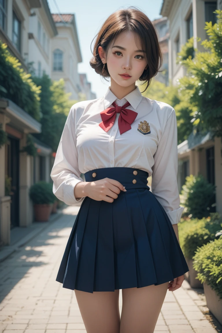  pretty girl、Super miniskirt uniform 　 lift up the skirt