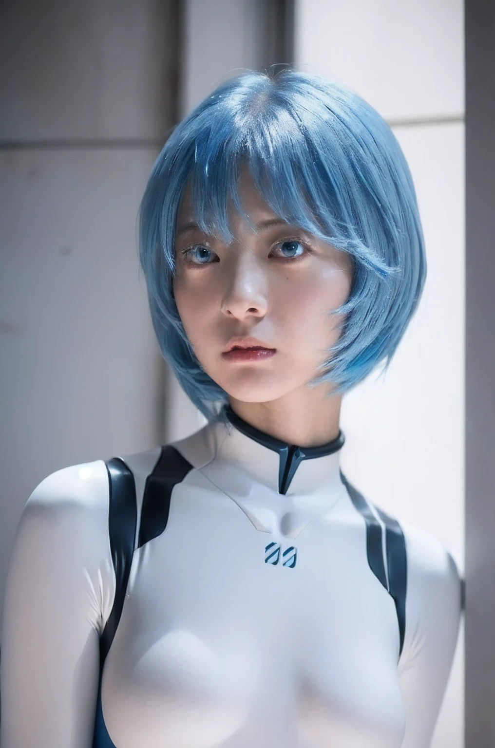 (masterpiece), (best quality), (red eyes), (epiCRealLife), (red lipstick), (show cleavage) (j4nu4ryj0n3s show cleavage) (young woman), (European Model), (Plugsuit), (ayanami_rei crop top plugsuit), interface headset, white crop top bodysuit),(white gloves) (red eyes), (blue hair), (medium breasts),(flash photography), (natural lights), (ample lights),( light smile), (pose for picture), (white gloves), (light smile), (lying on the space bed), (space station lobby), (squatting poses), (spaceship cockpit), (galaxy scenery),