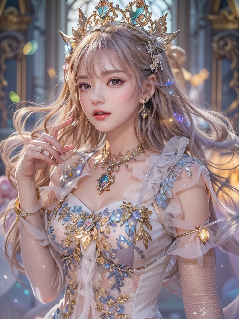 masterpiece, 1 Seductive Woman, Fine grain, highest quality, Ultra High resolution, (reality: 1.4), Cinema Lighting, Beautiful Skin, (Ultra-realistic), (High resolution), (8k), (Very detailed), ( Best illustrations), Pouting slightly, (Crystal colorful lights), Extremely refined and beautiful, beautiful detailed eyes, Round eyes, detailed facial features, (Round pupils:1.4), (alluring face), Glistening Lips, sexual climax, Seduction, ?????, (small breasts:1.3), Open lips, (Beautiful and detailed face, Beautiful and delicate eyes), pink cheek, mascara, brown hair, long hair, (cleavage:1.3), (see through:1.1), Exposed thighs, Beautiful thighs, Showing off thighs, (wearing a pink china dress with heart cutout), ?????, ????? china dress, forest, sake, (full body shot)