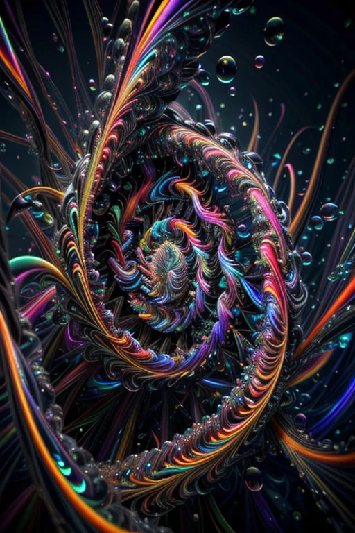 A spiraling vortex of beautiful bubbles of different neon colors swirling over and under each other, LSD, DMT imagery, psychedelic droplets of water, abstract liquid, and intricate rainbow art. octane render, black 3d fluid simulation,ethereal bubbles, swirling multicolored liquids against a pitch black background and highly detailed, octane render, reflective rainbow bubbles, twisted colors inside of glass spheres, Psilocybin Dream inside an amazing image of light emerging from colors in a shimmering glass morphing out of colors, bright neon and fluorescent colors,very bright, vibrant colors, perfectly formed and symmetrical reflective bubbles and spheres, attention to detail with these beautiful bubbles and spheres, Extreme Hallucinations in a gorgeous piece of  psychedelic digital artwork, Stunning, pixel art, tripped out colors, 4d mandelbulb psychedelics, glass like psychedelic landscape, intricate rainbow environment, psychedelic underwater brightness and glow with neon colors, glowing colors twist inside of translucent glass spheres and bubbles with light and color reflecting off of both in bright fluorescent colors, psychedelic trip, fluorescent and neon aesthetic, psychedelic vibrant colors, bright psychedelic paint splattered backgrounds,swirling spirals and vortex, bright vibrant colors popping out from 3d glass spheres, Rotational Symmetry, Pixel Assets, Portrait photography, Surrealism, Photorealistic, Hyperdetailed, Glass Morphism, Digital Art, Sparkle, Optical Illusion, Glowing Light, Reflective Light, Overexposure, Backlighting, Depth Of Field, Spheres and bubbles show perfect Symmetry, UHD, High Details, High Quality, Super Detailed, Full Focus, Awe inspiring,  Breathtaking, Indescribably Beautiful, Heaven sent images, Best Quality, Award Winning, Masterpiece. psychedelic droplets of water, abstract liquid, and intricate, octane render, black 3d fluid simulation,  