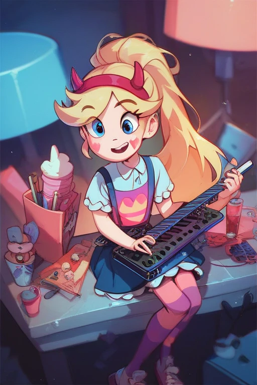 Star Butterfly playing a synthesizer