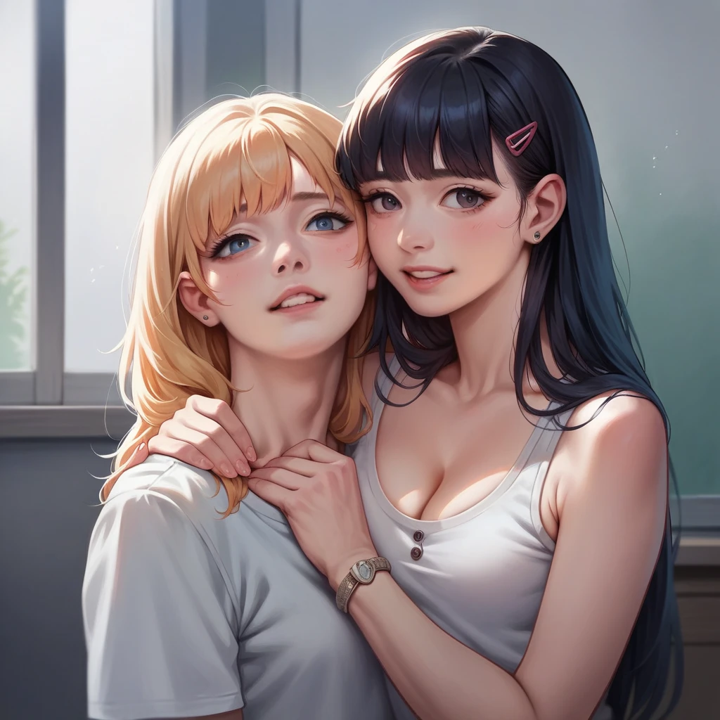 4K, realistic, Very detailed, There is a Korean elementary school couple , The elementary school couple covet each other while naked and wearing nothing