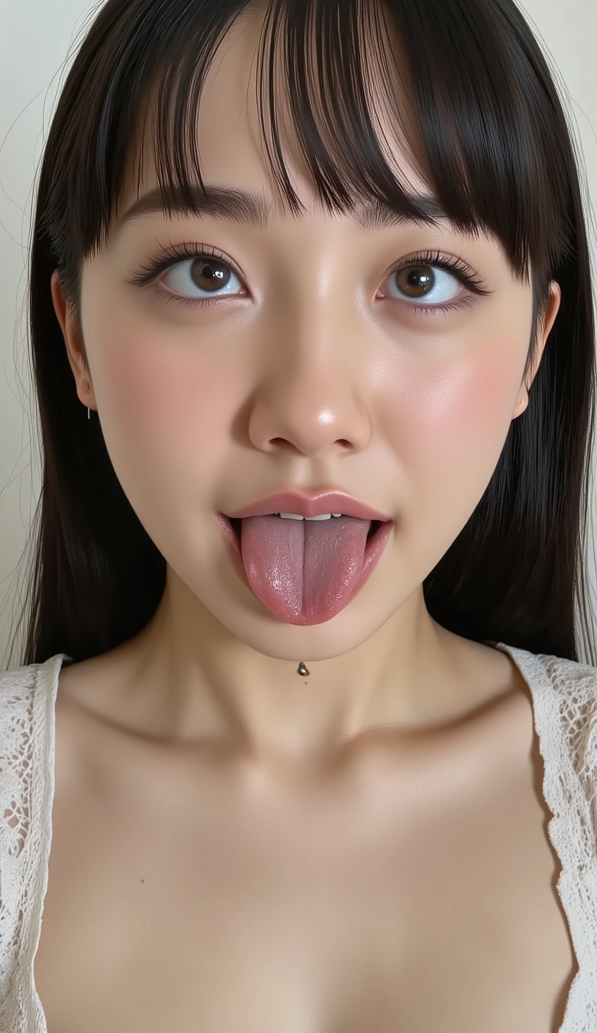masterpiece, 最high quality,16k,8K,beautiful,get used to it,exquisite,extremely get used to it, finely get used to it, high quality, insanely get used to it, ultra get used to it, ultra high resolution, 超high quality, beautiful face, Japanese, NSFW,Picture of a woman's face 、( sharp focus ), (Ultra-detailed beautiful faces:1.10), (Ultra-detailed beautiful slim body:1.9), 21 years old, ( Super Detailed Beautiful Japanese Beauty Female Idols:1.7), ( troubled face:1.3), Woman in the center of the image, break, photorealistic, hyperrealism, portrait of young adorable Japanese face, Japanese facial features, Young and Cute Skinny Oriental Faces, 21 years old idol with a cute face, beautiful Japanese girl's face , Japanese facial features, she has a lovely look , RAW Photos、(masterpiece:1.3)、(Highest quality,Very detailed,Complex)、Professional photography、Professional Lighting、High resolution、High Dynamic Range、(((Realistic、Ultra-realistic,Realistic、8K Ultra HD)))、Browsing Caution、16K、32K、超High resolution、(((Large Breasts)))、(((Emphasize cleavage)))、Abdominal muscles、Perfect body、 Delicate features,、Super photogenic、clavicle、Beautiful ass、((Luxury lace lingerie))、Ultra detailed face、Naturally radiant lips、double eyelid、High Contrast、((belly button))、Natural light、Someone who looks at you calmly、 Goddess-like eyes、Shining Eyes、Beautiful hip line、Bedroom、(From above)、(((Lying in bed:1.5)))、Delicate and sexy face、 Sensual Gaze、 (Sweaty, Glowing Skin:1.5)、Fashion Model、The expression when enduring pleasure、Sexually aroused expressions、(sweating:1.2)、Underboob、Breasts spilling out、Full Body Shot、Spread legs、