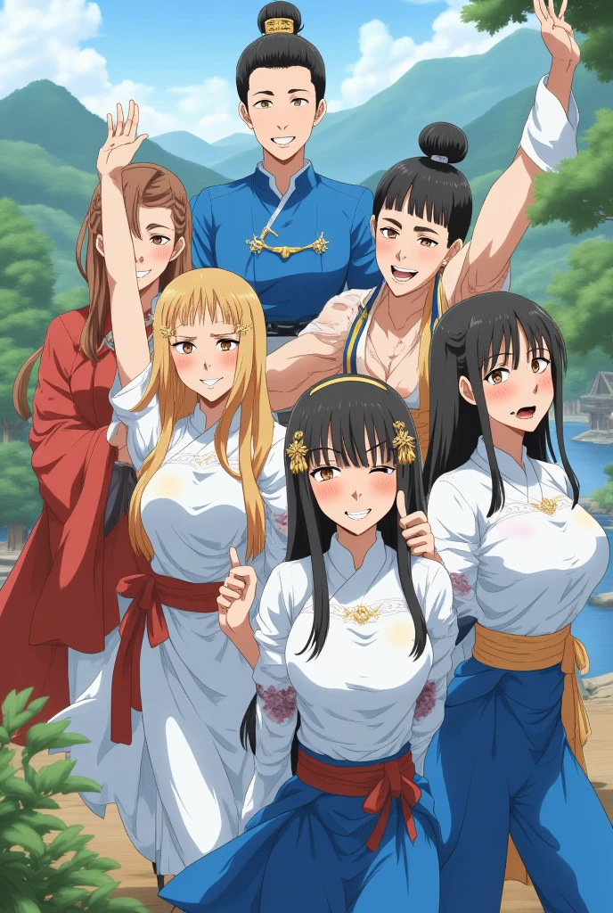 best quality, high resolution, shinkai makoto, kimi no na wa., family of four,1boy, buzzcut, nude, dad, 1girl, bangs, Brown eyes, waterfall braid, red ribbon, long hair, nude, carrying , mother, 1girl, , daughter, small height, bangs, brown hair, pigtails, red ribbon, open mouth, smile, looking at viewer, nude, 1boy, son, , small height, buzzcut, brown eyes, close mouth, nude, family, family photo, altogether, family of four, family pic,cute,adorable, showing tits, detailed tits, flashing tits, flashing pussy