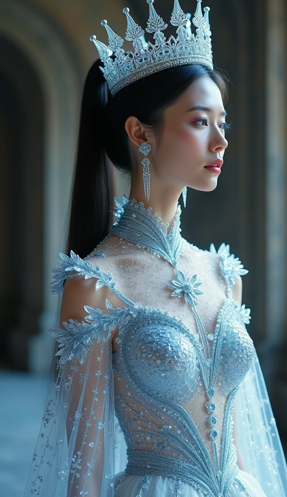 best quality,4k,8k,highres,masterpiece:1.2,ultra-detailed,realistic:1.37,portrait,exquisite snowflake patterns,blue and white porcelain, close-up, delicate and intricate details, traditional craftmanship, vibrant colors, shining glaze, fine brush strokes, refined artistry, lustrous finish, studio lighting
