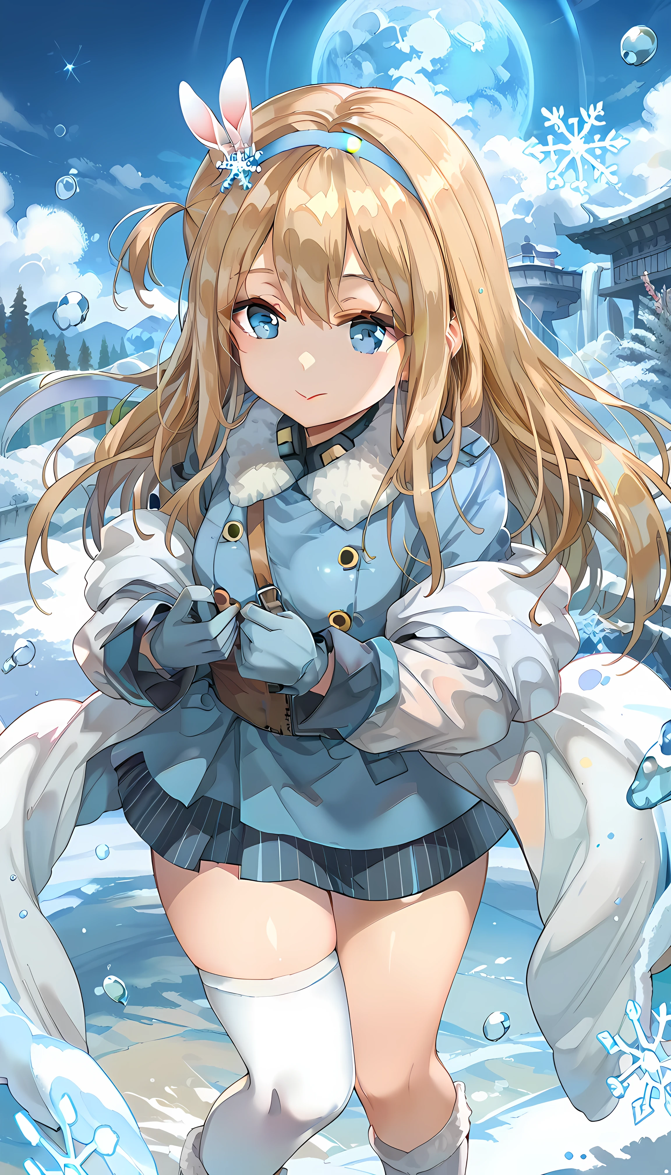 score_9,score_8_up,score_7_up BREAK source_Anime,break,
suomi (girls' frontline), 1 girl, blue eyes,Blonde, (suomi-norma :1.5), smile,  long hair, white earmuffs,緑のカチューシャ
break つやのある瞳,  beautiful eyes,  enchantment,  erotic, ( white overknee socks ,  absolute domain:1.5), Shiny Skin Thigh Belt,  sexy, 立っている
break 青いセーターコート, White Fur on Sleeves , Blue gloves,suomi, long hair, blue eyes, hairband, blonde hair, snowflake hair ornament, gloves, suomi (girls' frontline), fur trim, blue hairband, hair between eyes, jacket, white thighhighs, boots, long sleeves,
break (masterpiece:1.2),  top quality ,  high definition , Unity 8k wallpaper,