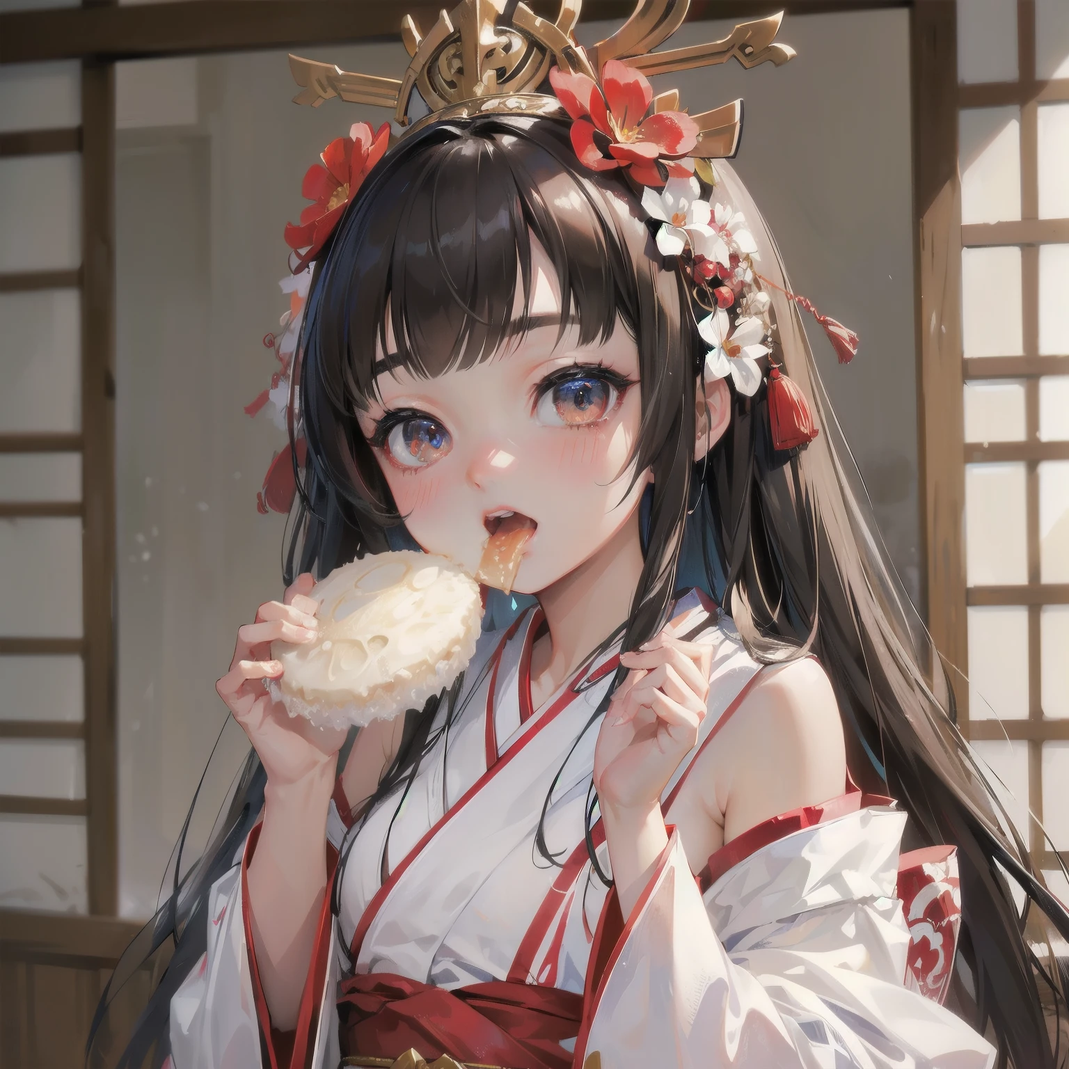 tmasterpiece, Best quality at best, 1girll, Large breasts, Han dynasty bathrobes,Raised sexy,Leaky meat,Enchanting,tmasterpiece,最好质量,Enchanting pose,Sit Pose --auto