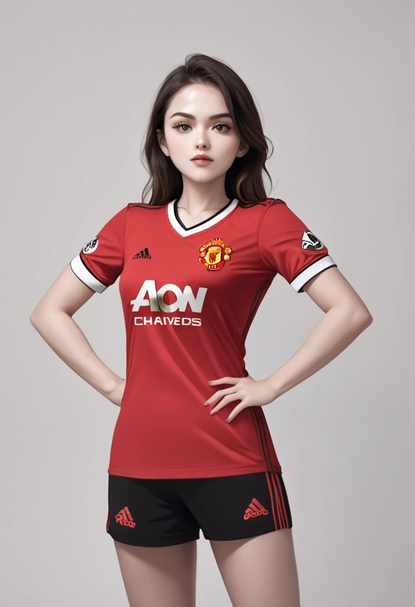 Actress Freen Sarocha Chakiman wearing the Manchester United goalkeeper's uniform