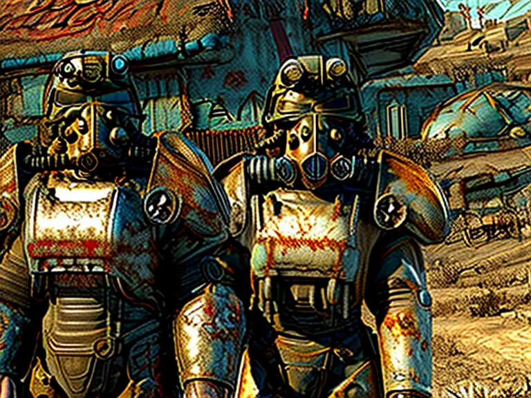 arafed looking man in a gas mask standing in a ruined city, fallout 3, fallout 5, highly detailed fallout 3, in the fallout wasteland, fallout environment, screenshot from'fallout 4', fallout liberty prime, fallout style, fallout power armor, fallout 5 official art, screenshot from fallout 4, fallout concept art, fallout 4, in a post-apocalyptic wasteland