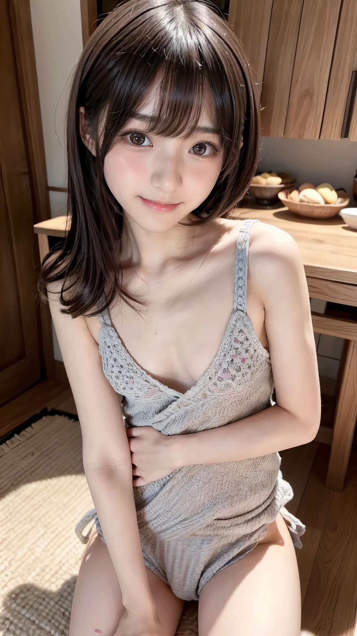 Famous Japanese Idol , cute girl, Beautiful breasts, Very young face, masterpiece, top quality , 8k, RAW photos , reality, Watch Viewers, Beautiful small face, with slender body lines, (Very small :1.8)
