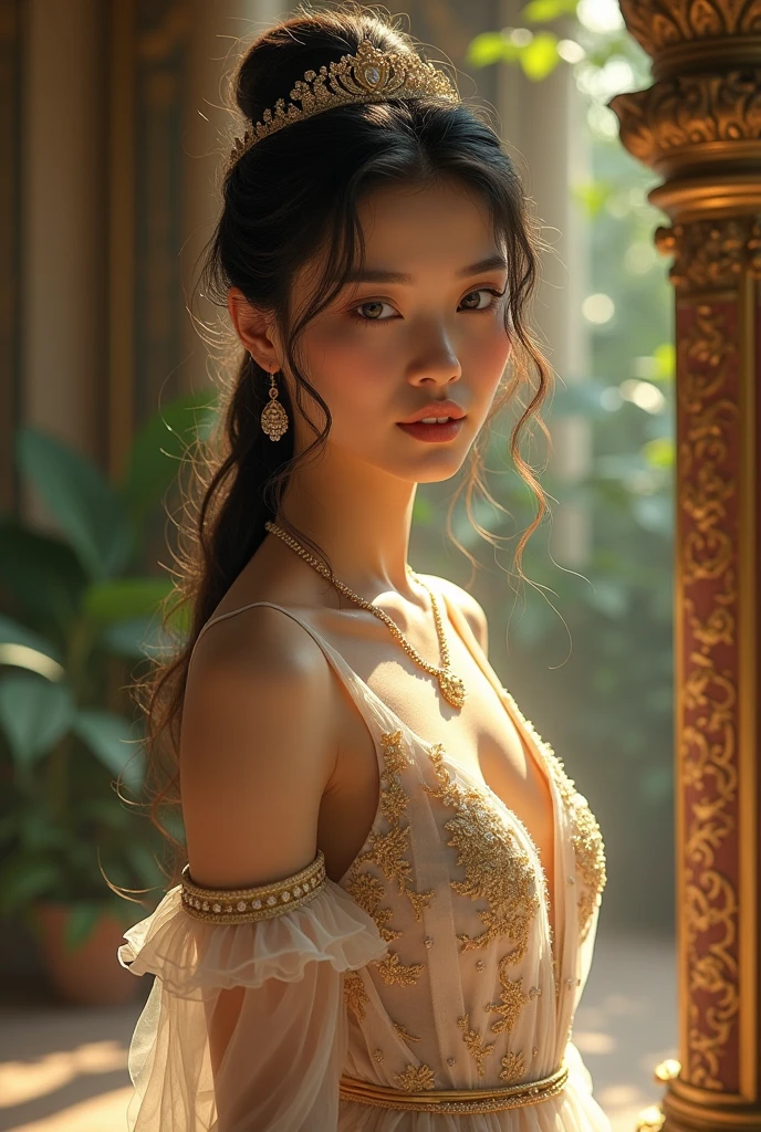 (Melhor qualidade, 4K, 8k, high resolution, obra de arte: 1.2), (super detalhado, realista, Fotorrealista:1.37)Uma jovem cativante, vestindo um conjunto impressionante de vermelho e azul, stands in front of a window with an air of toughness and determination. Her enchanting eyes are exquisitely detailed, capturando cada brilho e profundidade, while her lips boast a meticulous beauty that is both captivating and seductive. The level of detail extends to the entire face, every contour and feature meticulously rendered to perfection, creating a sense of hyperrealism that draws the viewer in. 

O traje da , reminiscent of the art of oil painting, it's a work of art in itself. The factory, habilmente trabalhado para se assemelhar a pinceladas vibrantes, adds a touch of dynamism to your overall look. It is a true reflection of the artist's talent, mostrando uma maestria