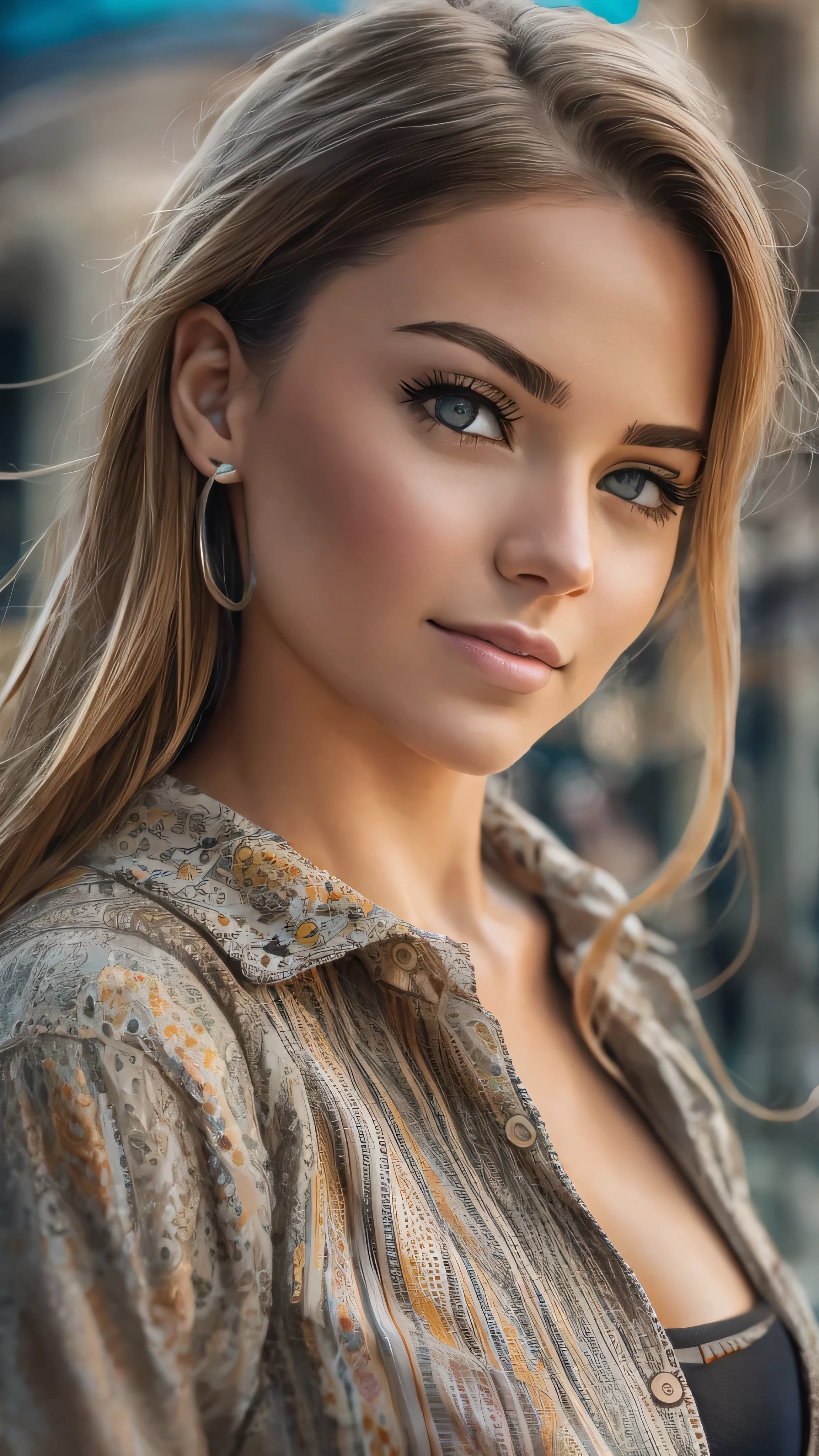  photograph ,  top quality , Urban woman , PHOTO OF BEAUTIFUL Actress Girls Casual, smile,  Watch viewers,  perfect face,  perfect eyes,  sharp concentration,  complicated,  high detail, dramatic,  photorealistic,