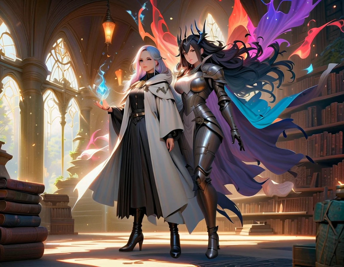 a masterwork picture of a sorceress casting a spell in magical library, exquisite beautiful woman, dynamic hair color, dynamic hair style, ((full body shot: 1.5)), ((anatomically correct: 1.5)),  (ultra detailed face: 1.2), best detailed face,  high details, best quality, 16k,  (long black dress: 1.2), (white cloak: 1.3), high heeled boots (ultra details, Masterpiece, best quality) masterpiece, best quality, (extremely detailed), full body, ultra wide shot, (ultra details, Masterpiece, best quality), fantasy art, dnd art,fantasy art, realistic art,  (ultra details, Masterpiece, best quality), (ultra details, Masterpiece, best quality), IceMagicAI, Hyperrealism style, rpg portrait
photograph